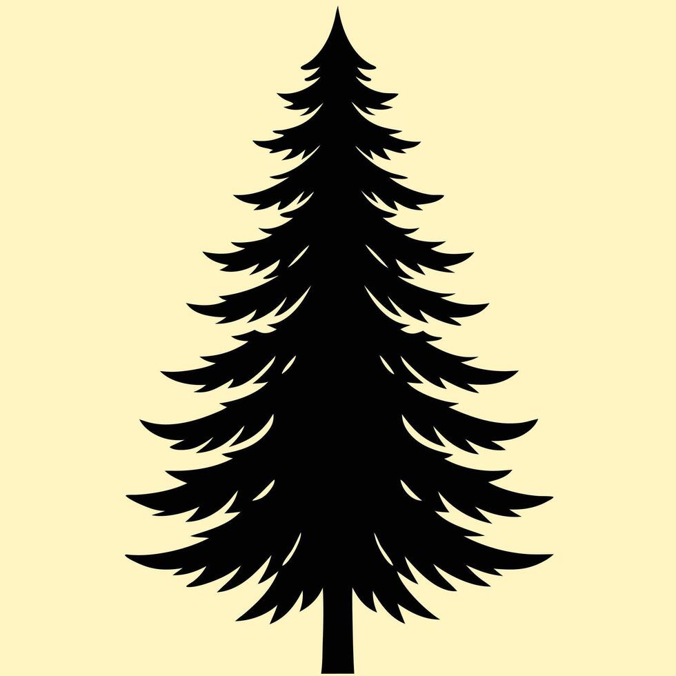 Fir tree silhouette graphic for creative projects, logos, and outdoor-themed visuals. Ideal for digital or print designs. An elegant natural touch to your creative projects. vector