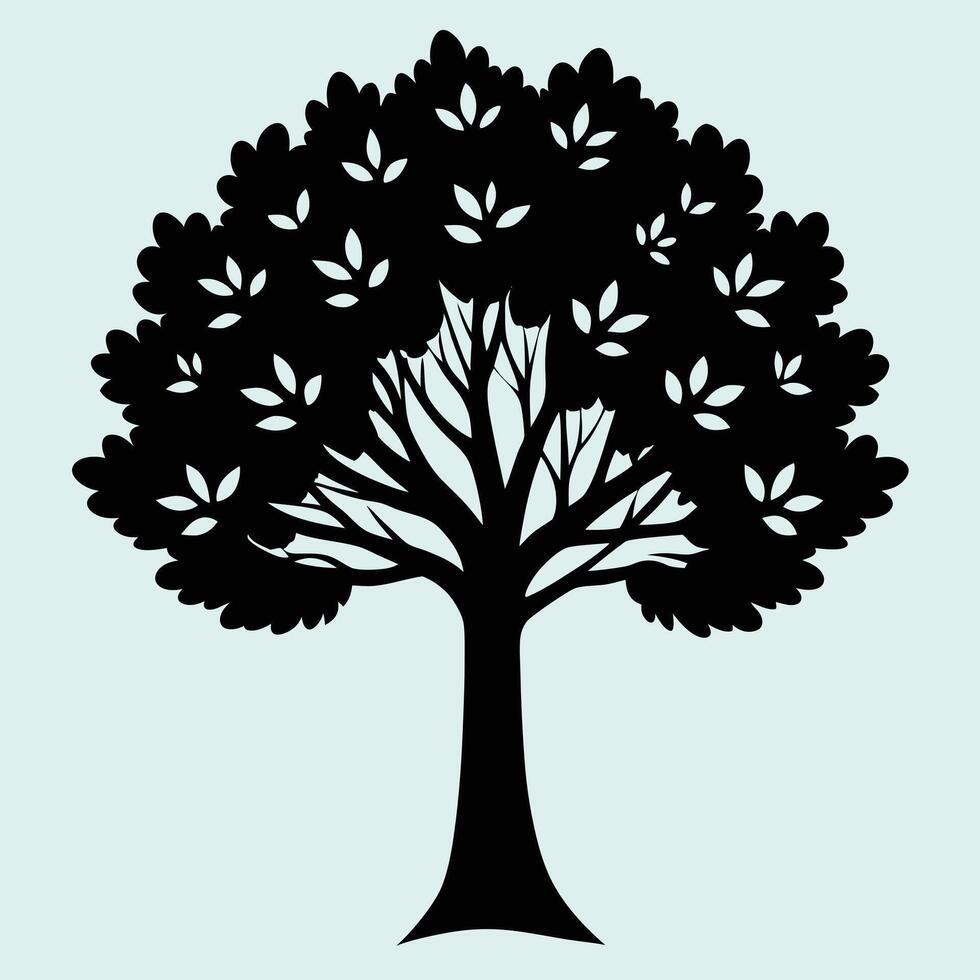 Sycamore tree silhouette graphic for creative projects, logos, and outdoor-themed visuals. Ideal for digital or print designs. An elegant natural touch to your creative projects. vector