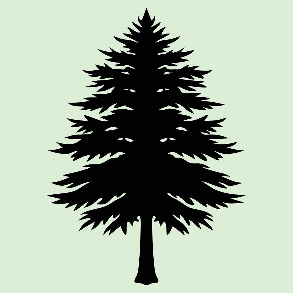 Cedar tree silhouette graphic for creative projects, logos, and outdoor-themed visuals. Ideal for digital or print designs. An elegant natural touch to your creative projects. vector