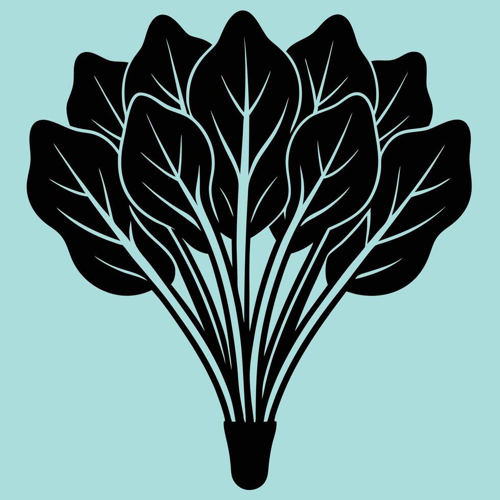 Spinach silhouette graphic for creative projects, logos, and outdoor-themed visuals. Ideal for digital or print designs. An elegant natural to your creative projects. Vegetable silhouette Design. vector