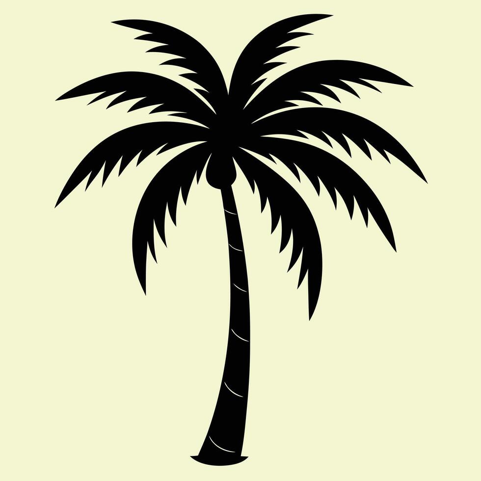 Palm tree silhouette graphic for creative projects, logos, and outdoor-themed visuals. Ideal for digital or print designs. An elegant natural touch to your creative projects. vector