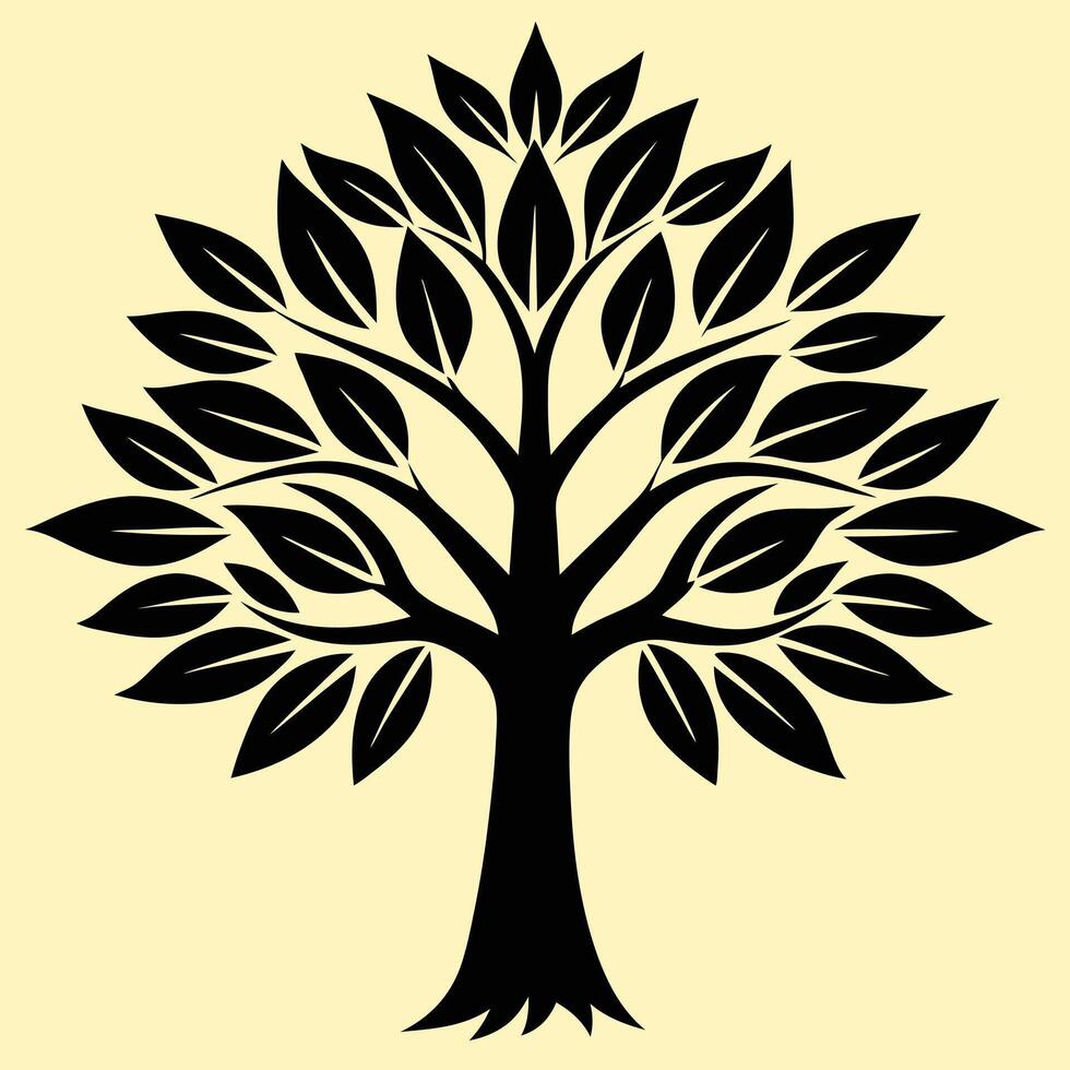 Neem tree silhouette graphic for creative projects, logos, and outdoor-themed visuals. Ideal for digital or print designs. An elegant natural touch to your creative projects. vector