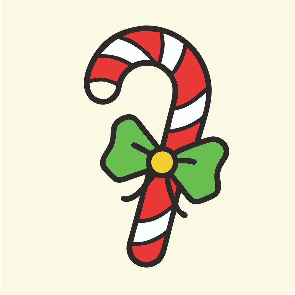 A candy cane with a bow on it vector