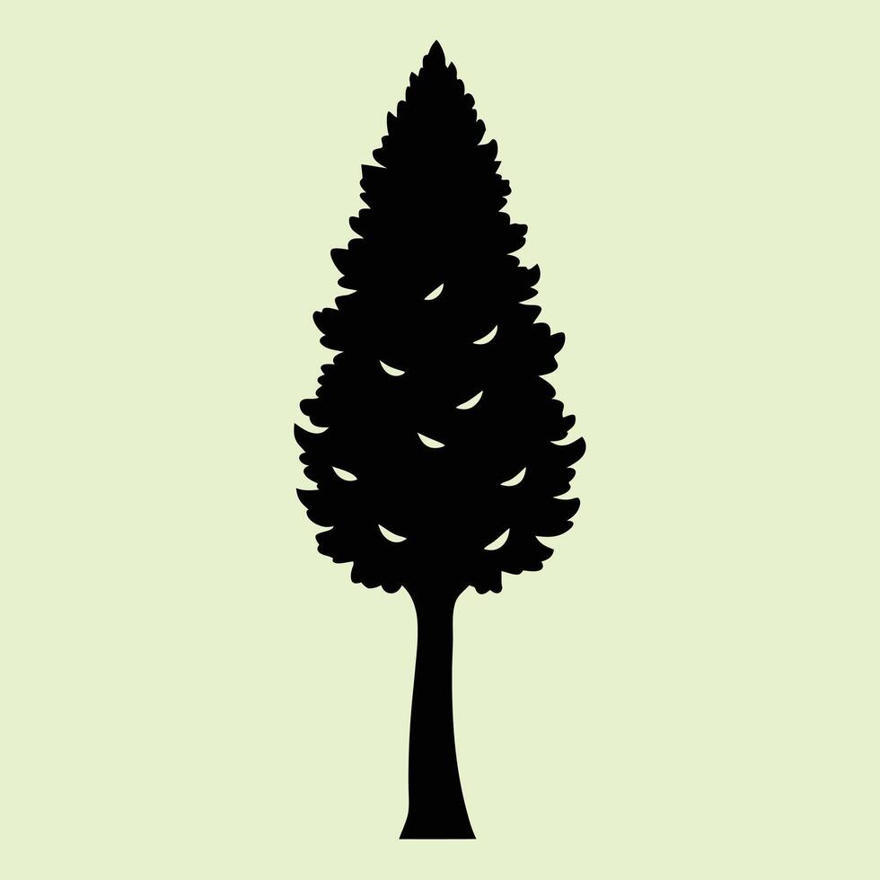 Cypress tree silhouette graphic for creative projects, logos, and outdoor-themed visuals. Ideal for digital or print designs. An elegant natural touch to your creative projects. vector