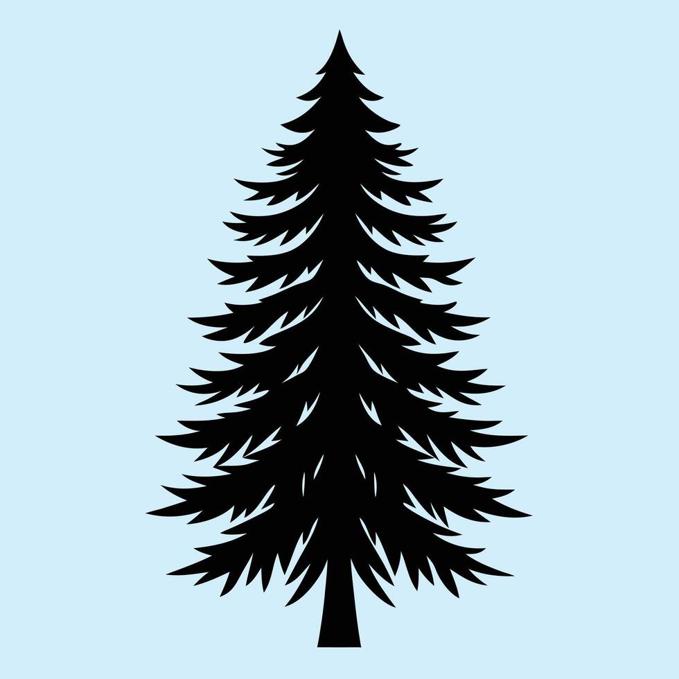 Fir tree silhouette graphic for creative projects, logos, and outdoor-themed visuals. Ideal for digital or print designs. An elegant natural touch to your creative projects. vector