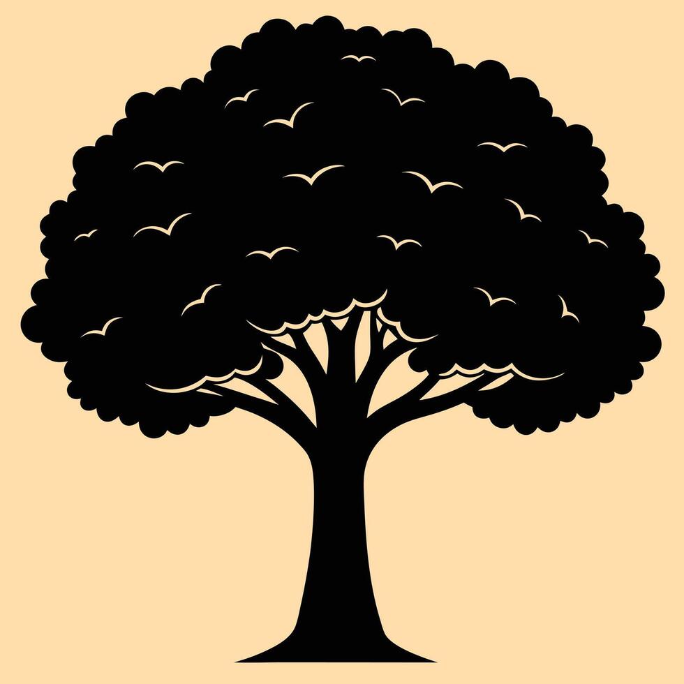 Tree silhouette graphic for creative projects, design, logos, and outdoor-themed visuals. Ideal for digital or print designs. An elegant natural touch to your creative projects. vector