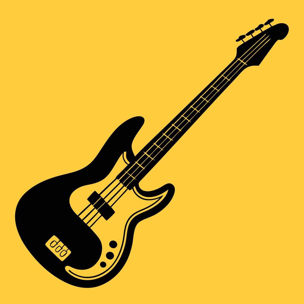Bass Guitar silhouette graphic for creative and musical projects, logos, and other design. Ideal for digital or print designs. Musical instruments silhouette vector