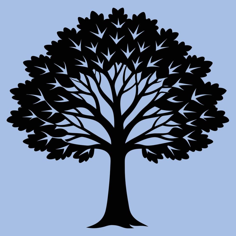 Beech tree silhouette graphic for creative projects, logos, and outdoor-themed visuals. Ideal for digital or print designs. An elegant natural touch to your creative projects. vector