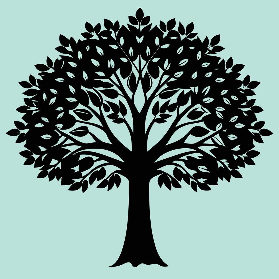 Ash tree silhouette graphic for creative projects, logos, and outdoor-themed visuals. Ideal for digital or print designs. An elegant natural touch to your creative projects. vector
