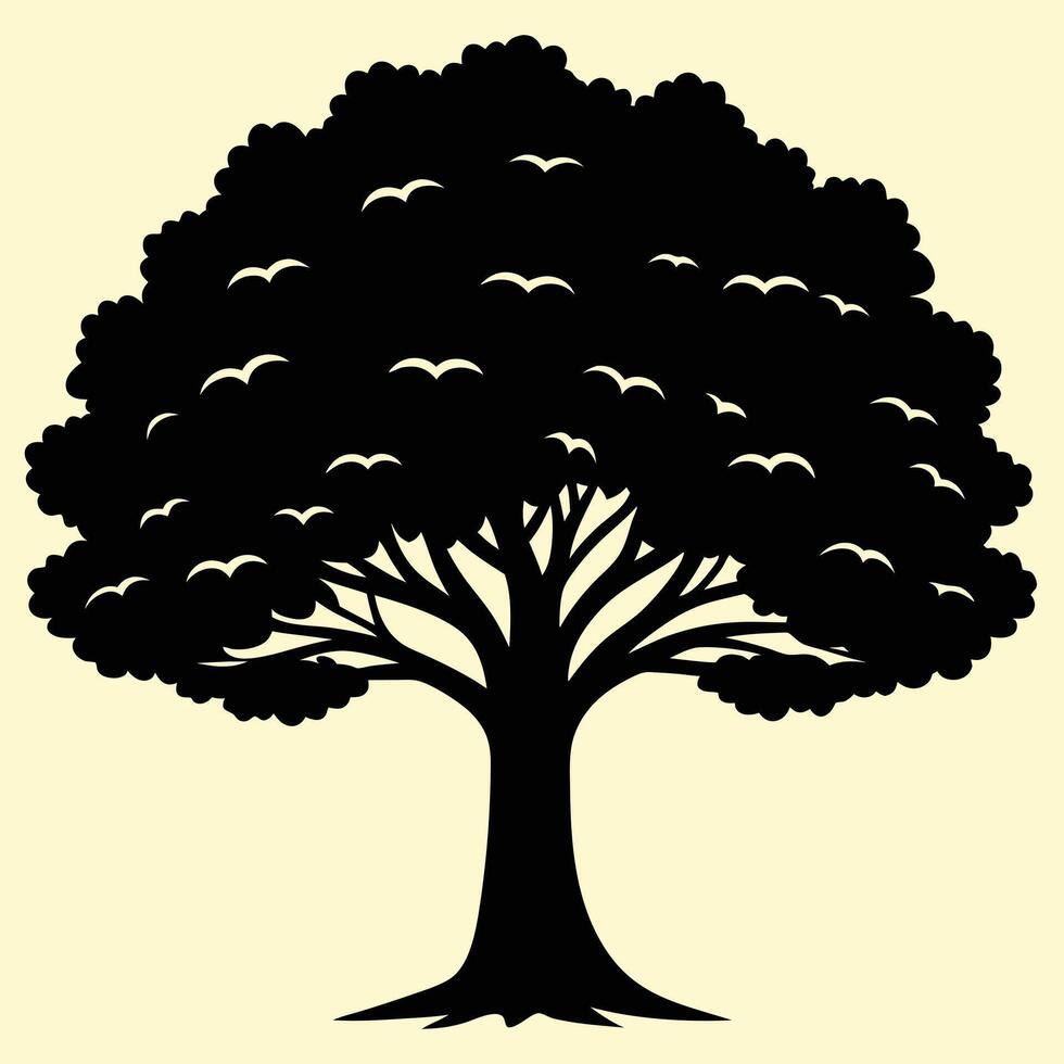 Big tree silhouette illustration design for creative projects, logos, and outdoor-themed visuals. Ideal for digital or print designs. An elegant natural touch to your creative projects. vector