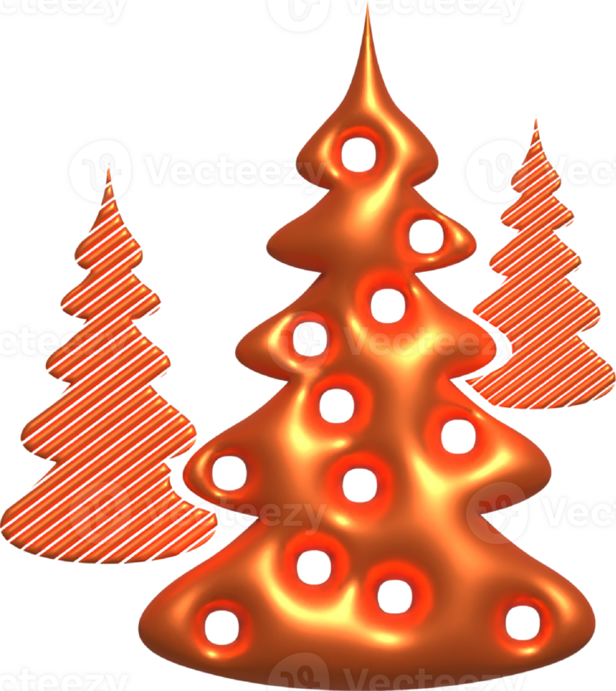 3d orange christmas tree png