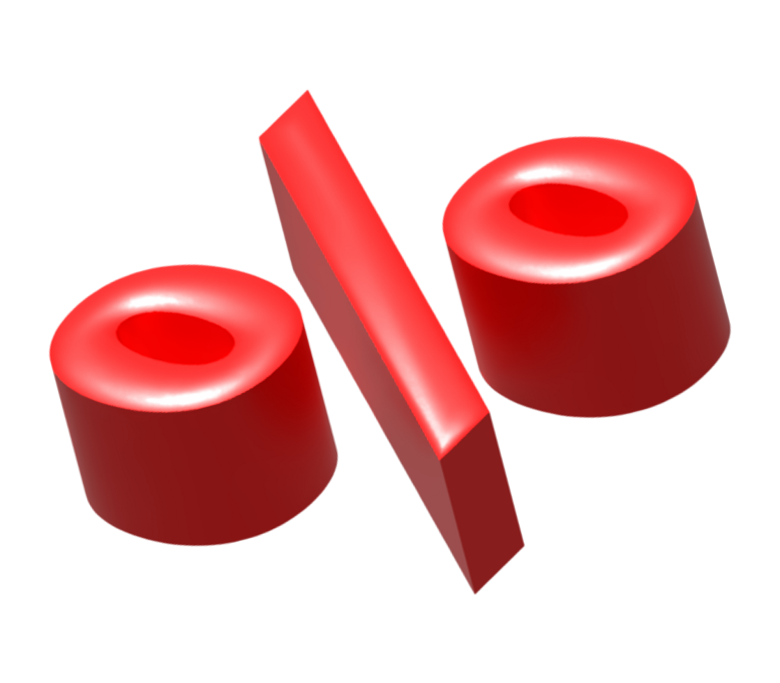 3d red percent discount on isolated background png