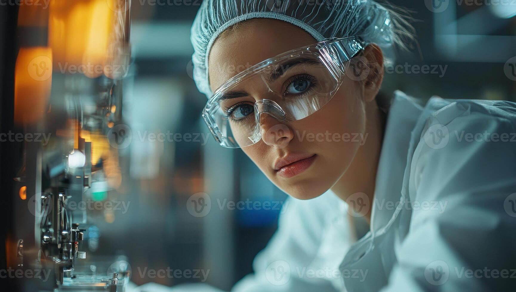 Scientist Working with High Tech Equipment in Laboratory. Concept of advanced technology research photo