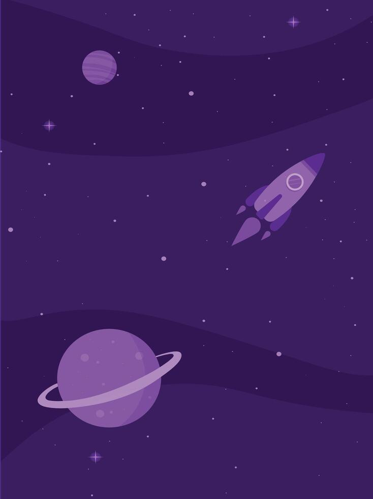 space galaxy background with planets and rocket vector