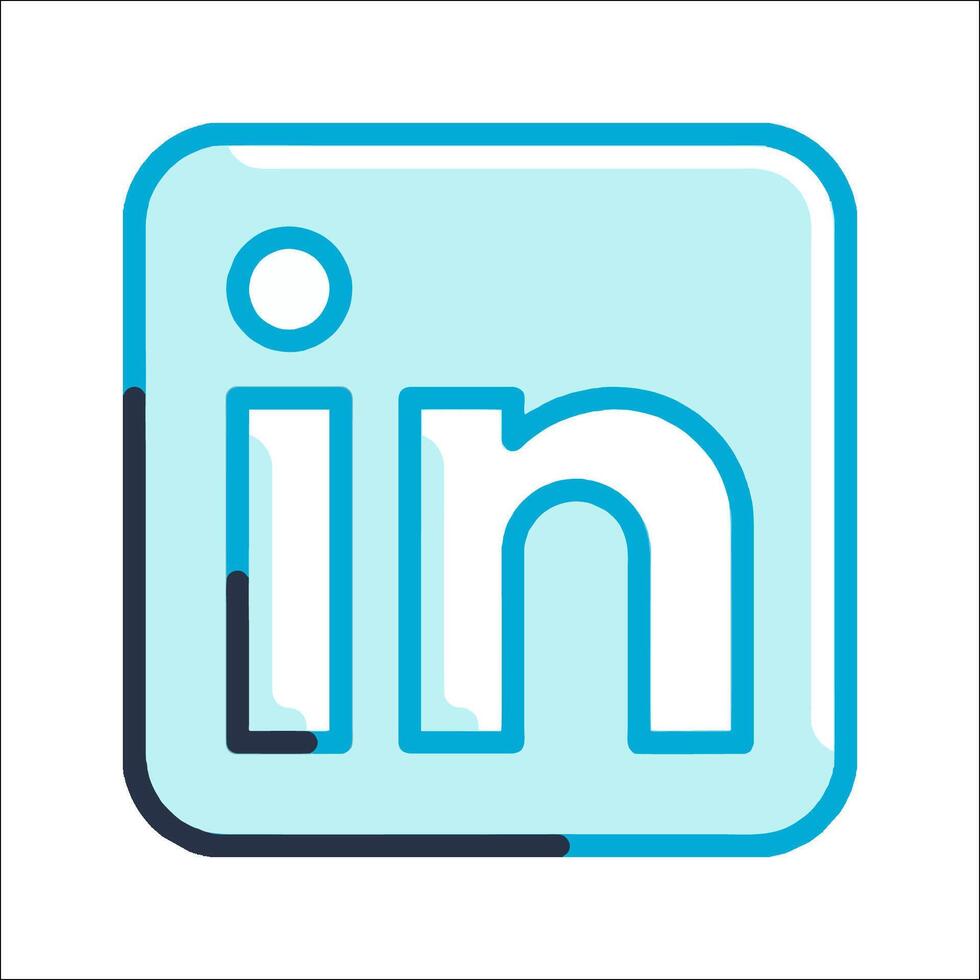 Linkedin logo in blue and white vector