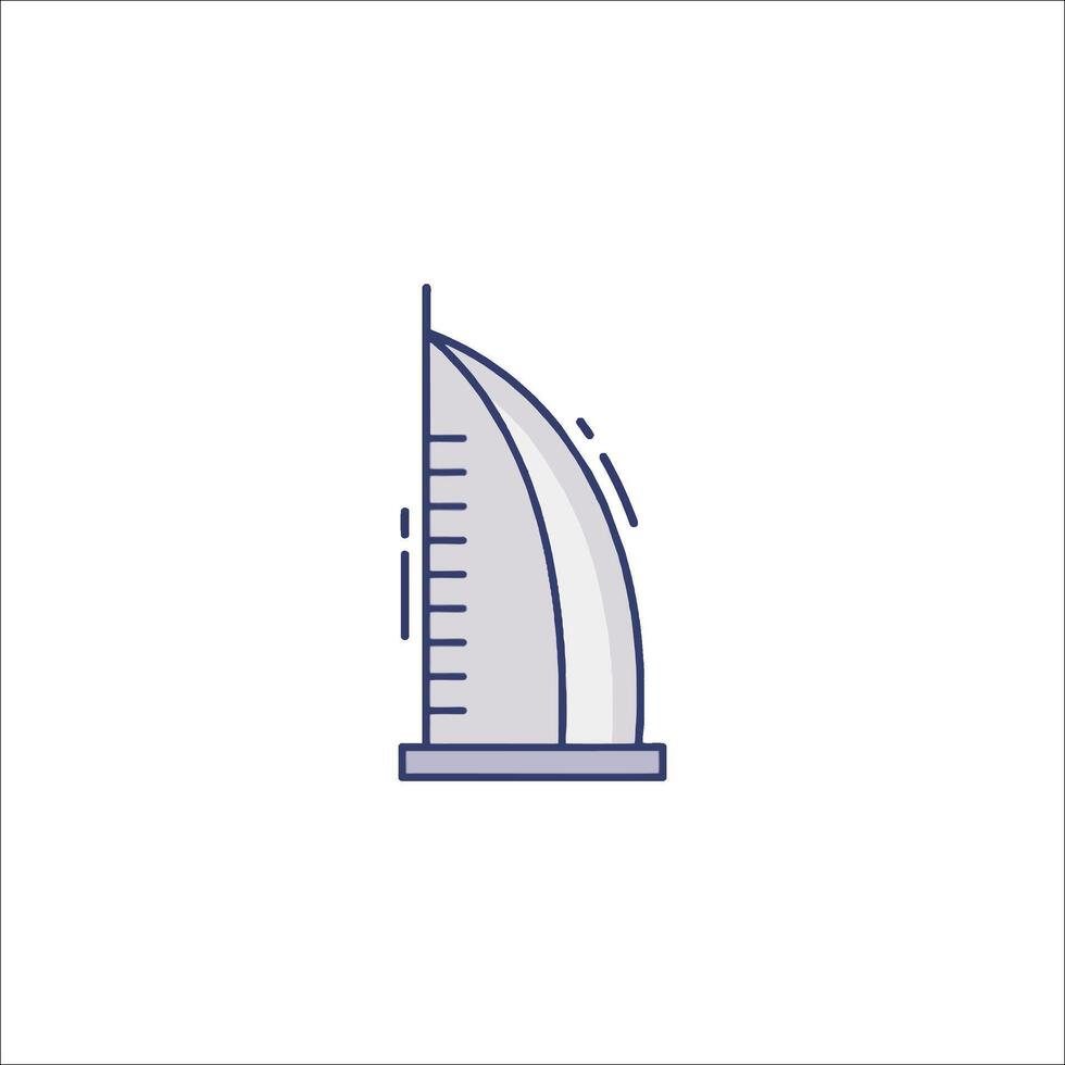 Burj khalifa line icon on white background vector