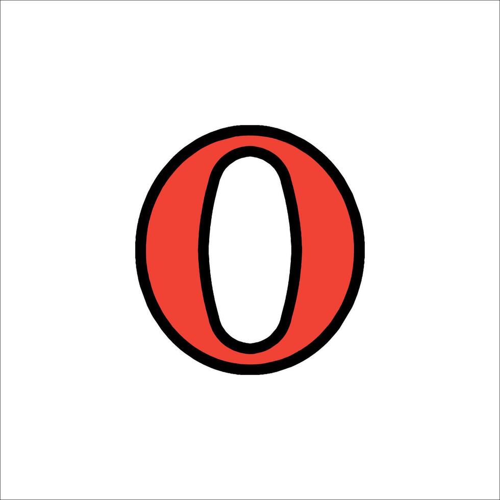 The letter o in a circle with a red border vector