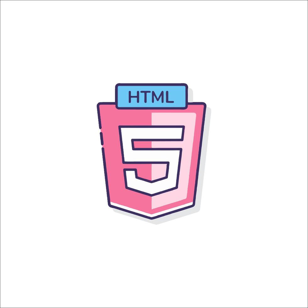 A pink and blue html logo vector