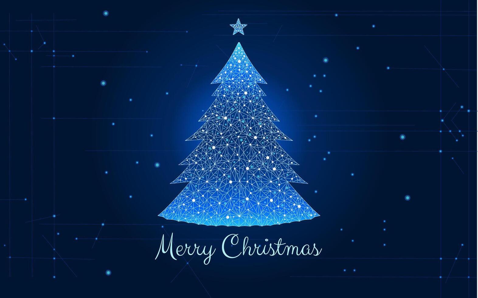 Technological Christmas tree in low poly style vector
