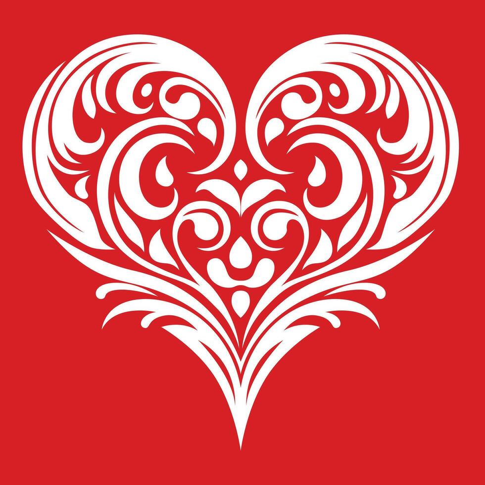Decorative heart damask ornate style vector
