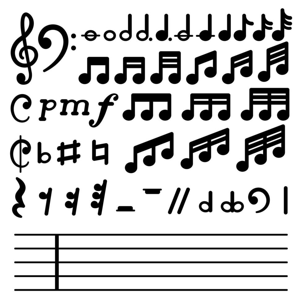 collection of notes and musical symbols vector