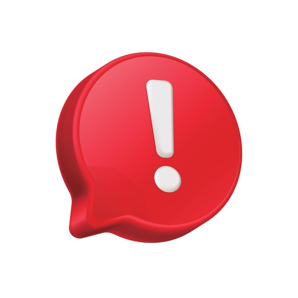 Alert sign with 3D speech bubble. vector