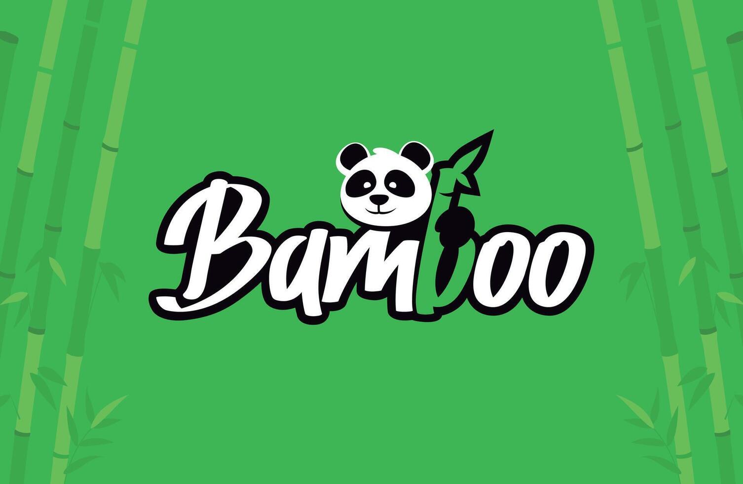 Logo bamboo, panda, cute. vector