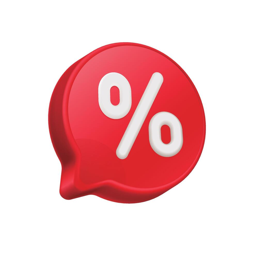 Percent Sign with 3D Speech Bubble. vector