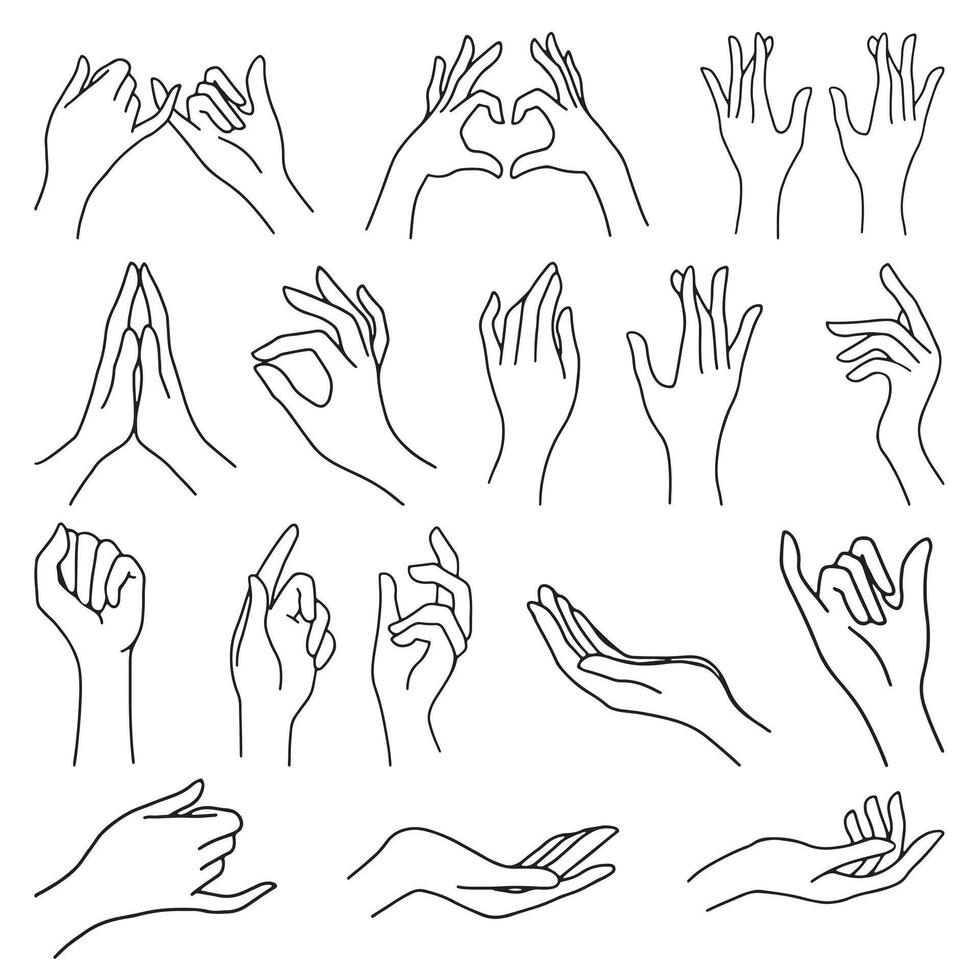 outline hands icons vector