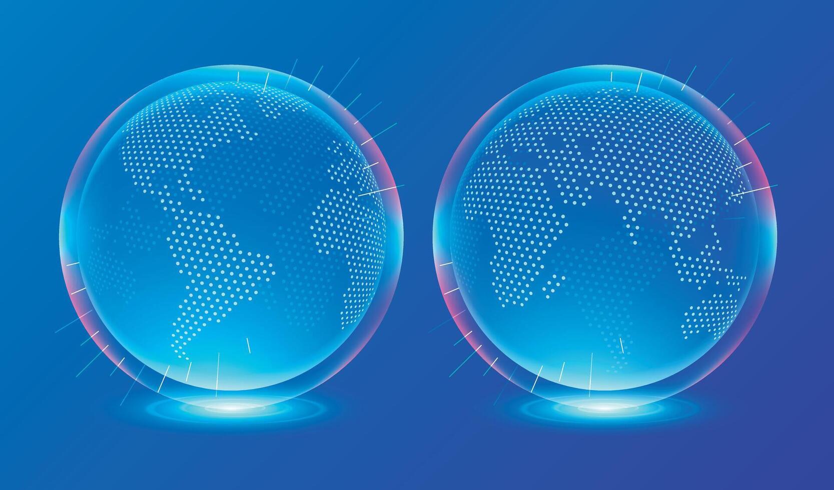 World map dot sphere. Futuristic digital cybernetic style. protective bubble. vector