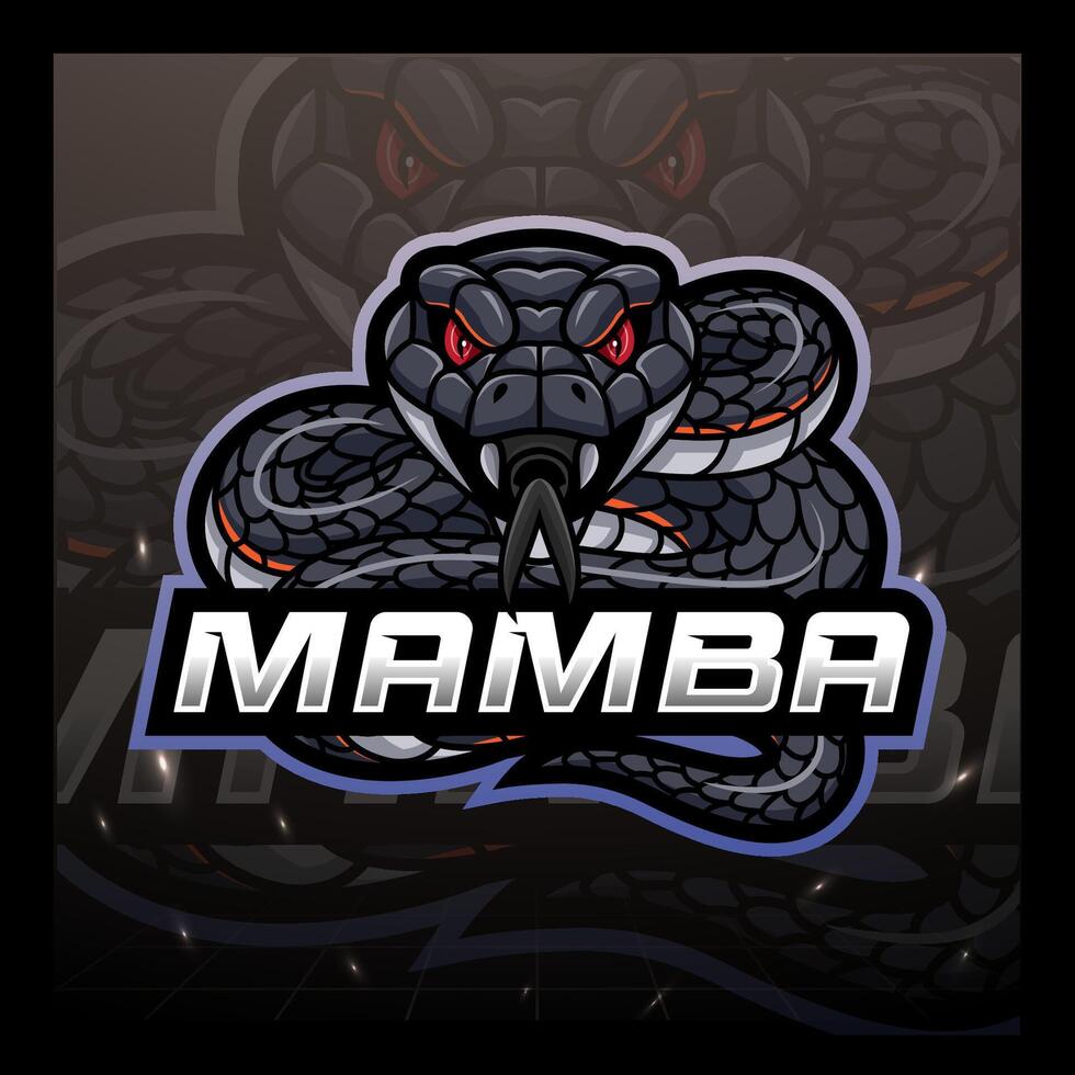 The black mamba snake mascot e sport logo design vector