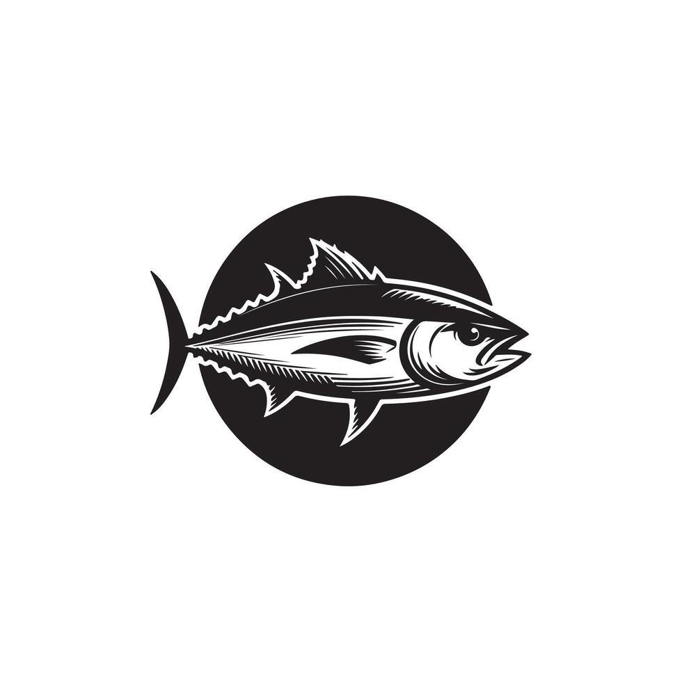 Creative simple Tuna Fish silhouette Style with background vector