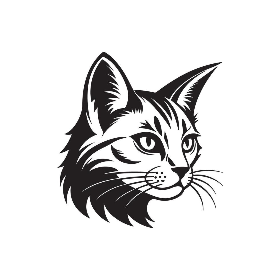Creative simple Cat Face silhouette Style with white background vector
