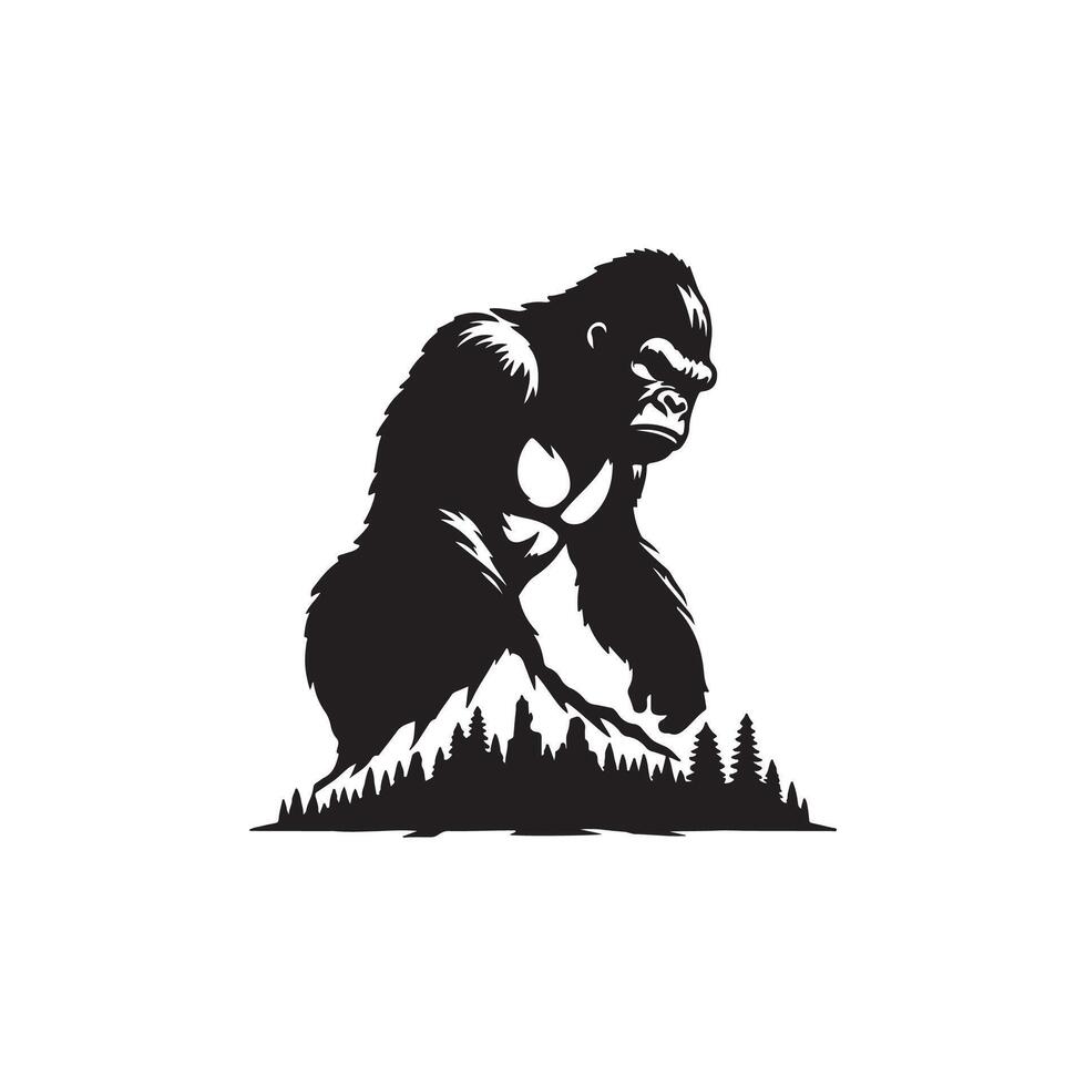 Creative simple king kong silhouette Style design vector