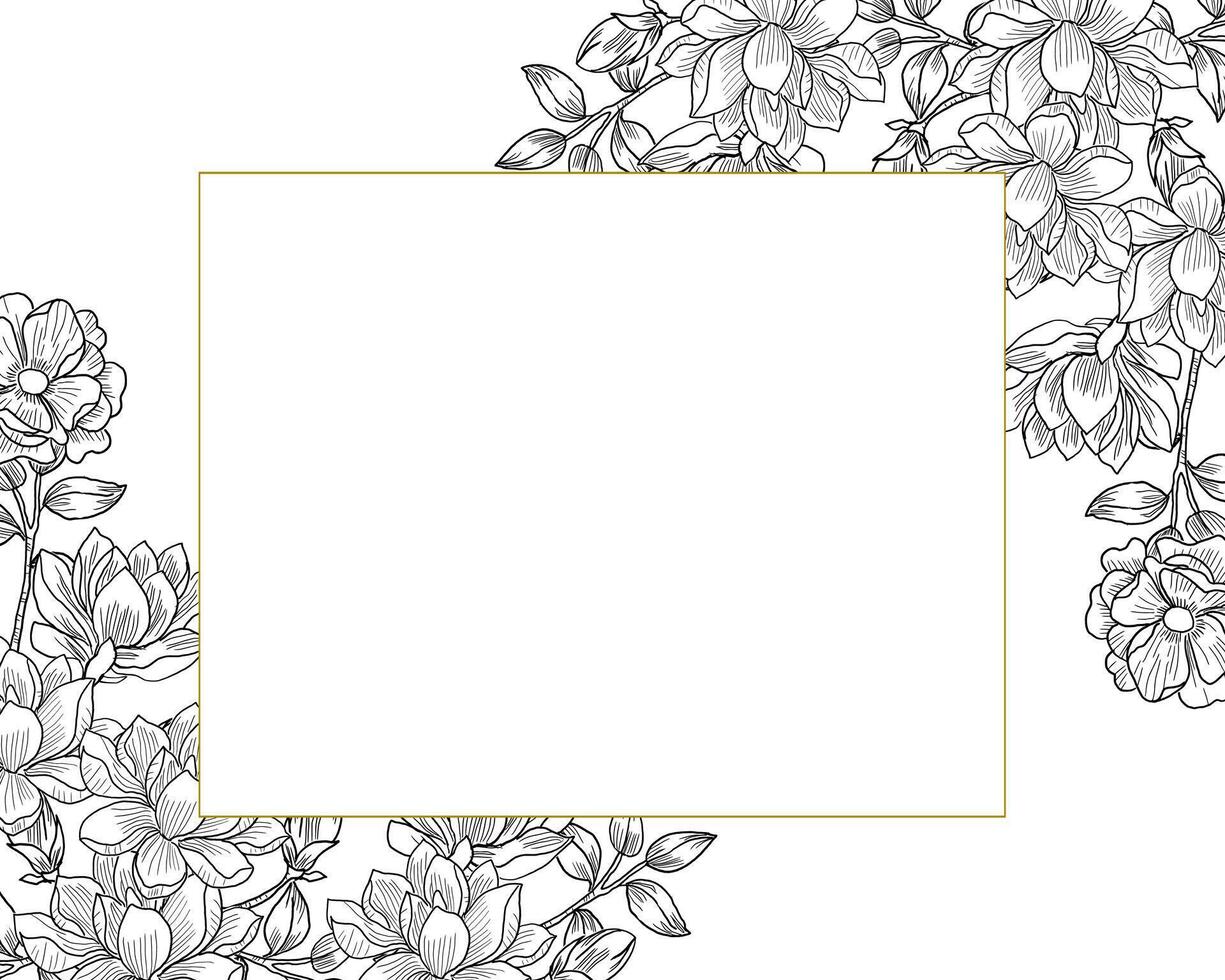 Hand Drawn Magnolia Flower Border vector