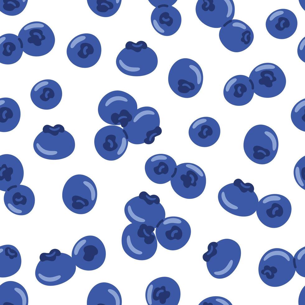 Seamless pattern with blue berry blueberry on white background. illustration flat style vector