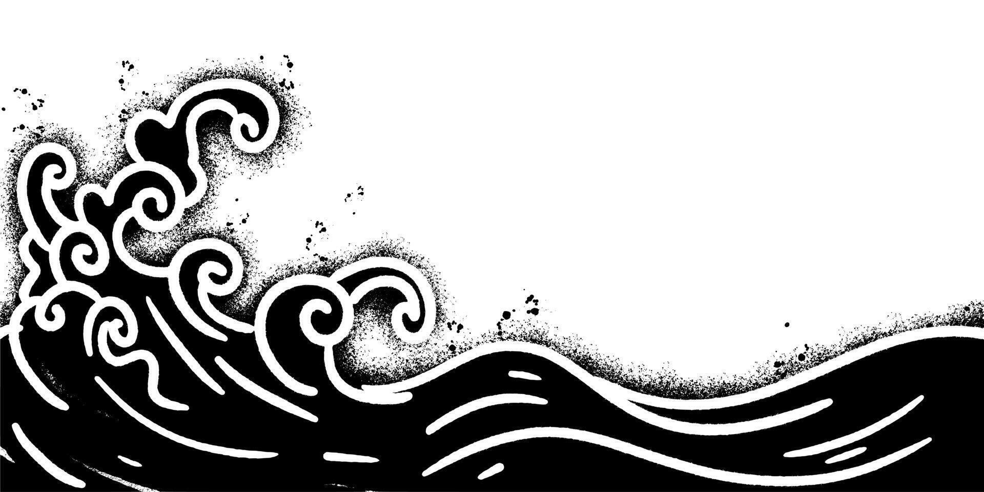 Spray Painted Graffiti Japan Ocean Sea Wave icon isolated on white background. vector
