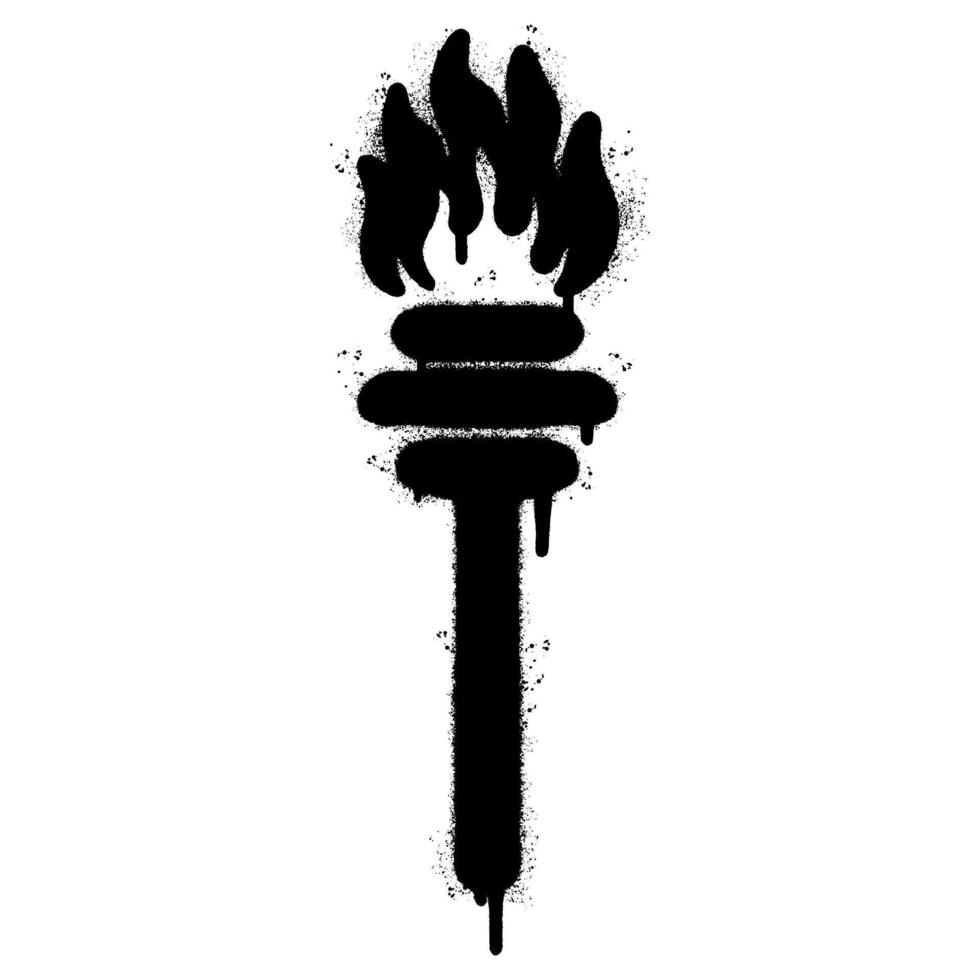 Spray Painted Graffiti Torch symbol Sprayed isolated with a white background. graffiti Torch icon with over spray in black over white. vector