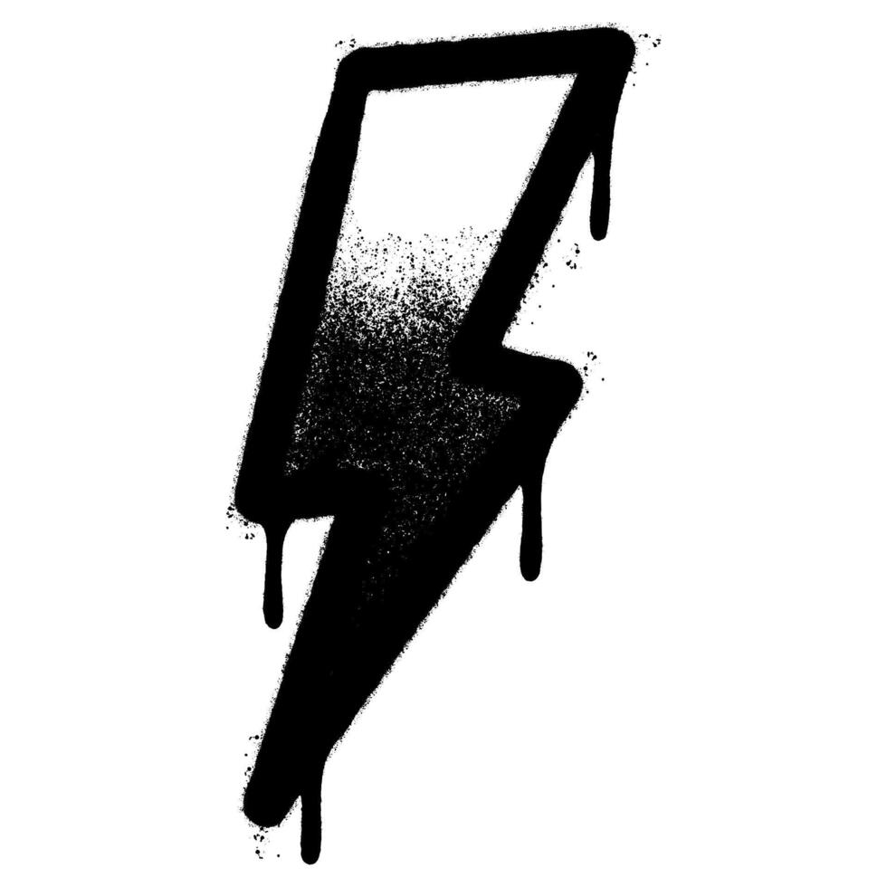 Spray Painted Graffiti electric lightning bolt symbol Sprayed isolated with a white background. graffiti electric lightning bolt icon with over spray in black over white. vector