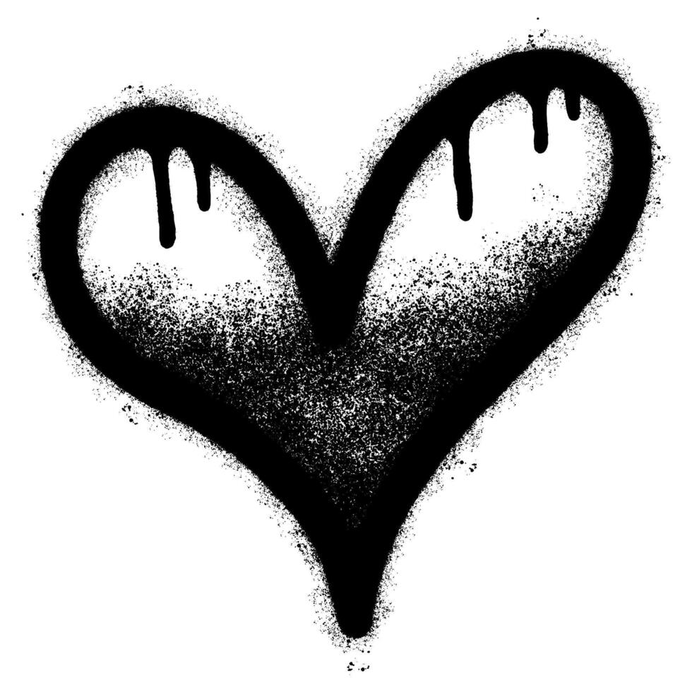 Spray Painted Graffiti heart icon Sprayed isolated with a white background. graffiti love icon with over spray in black over white. vector