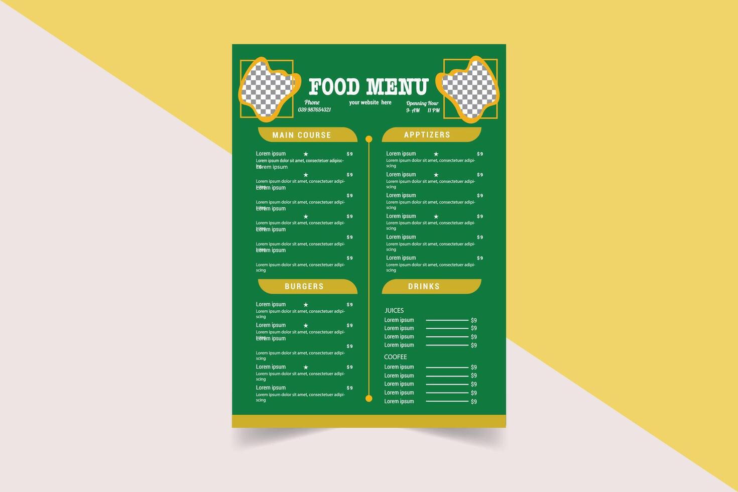 Unique and creative food menu design vector