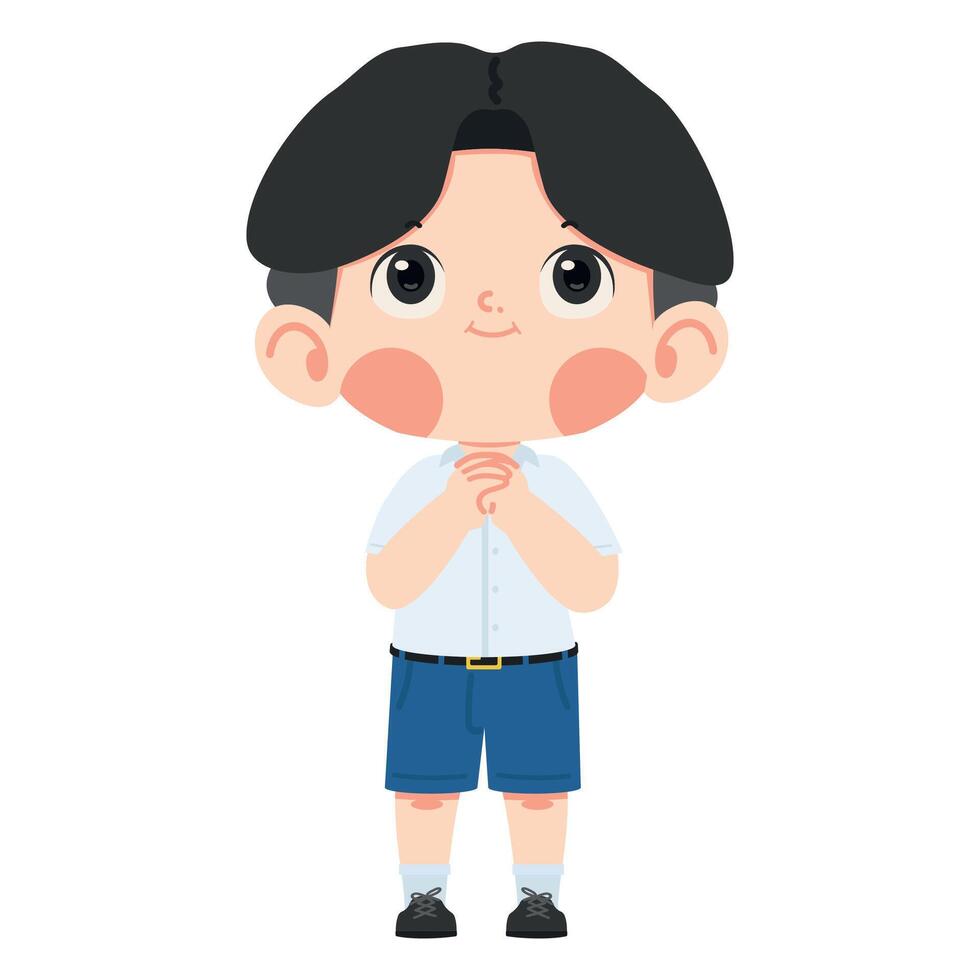 Little boy praying hope cartoon vector