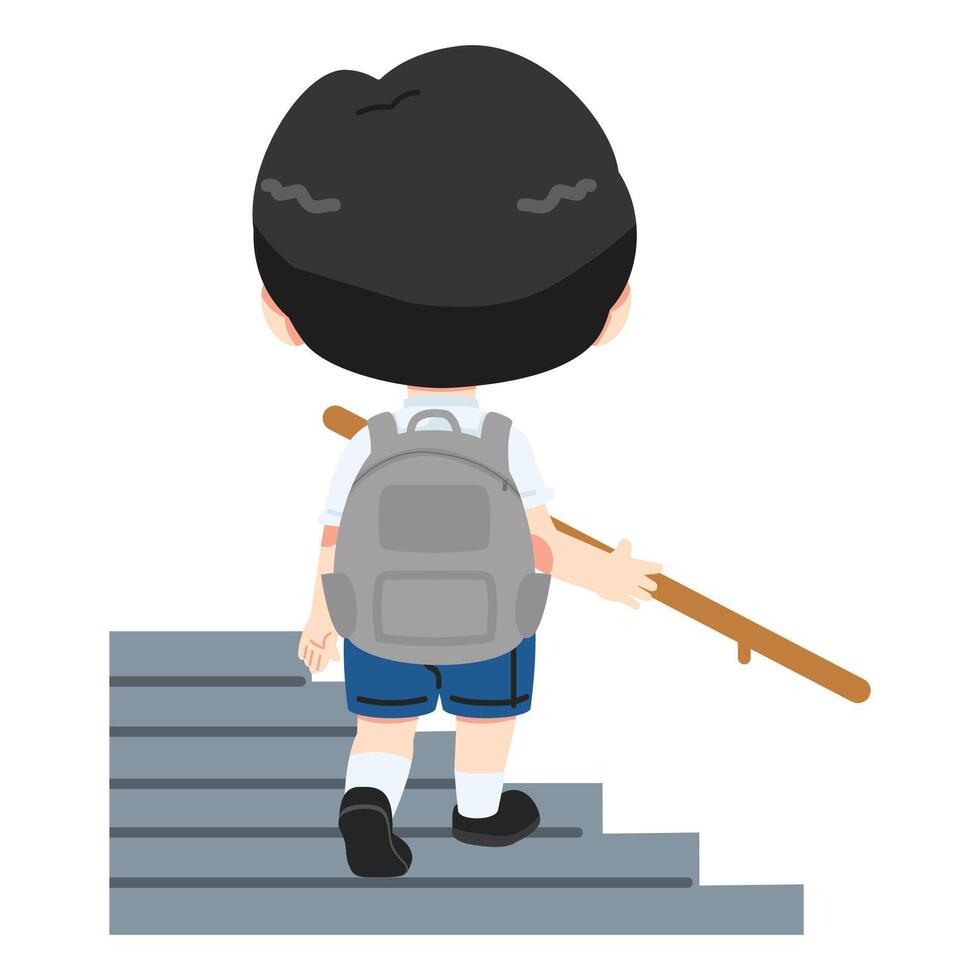 Kid climbing Up the Stairs Concept vector