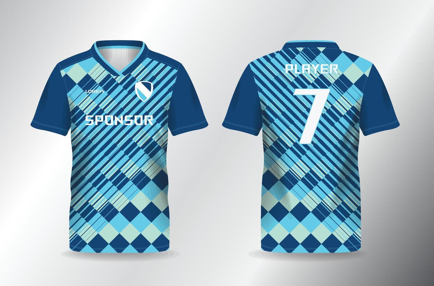 blue turquoise sport jersey for football and soccer shirt template vector