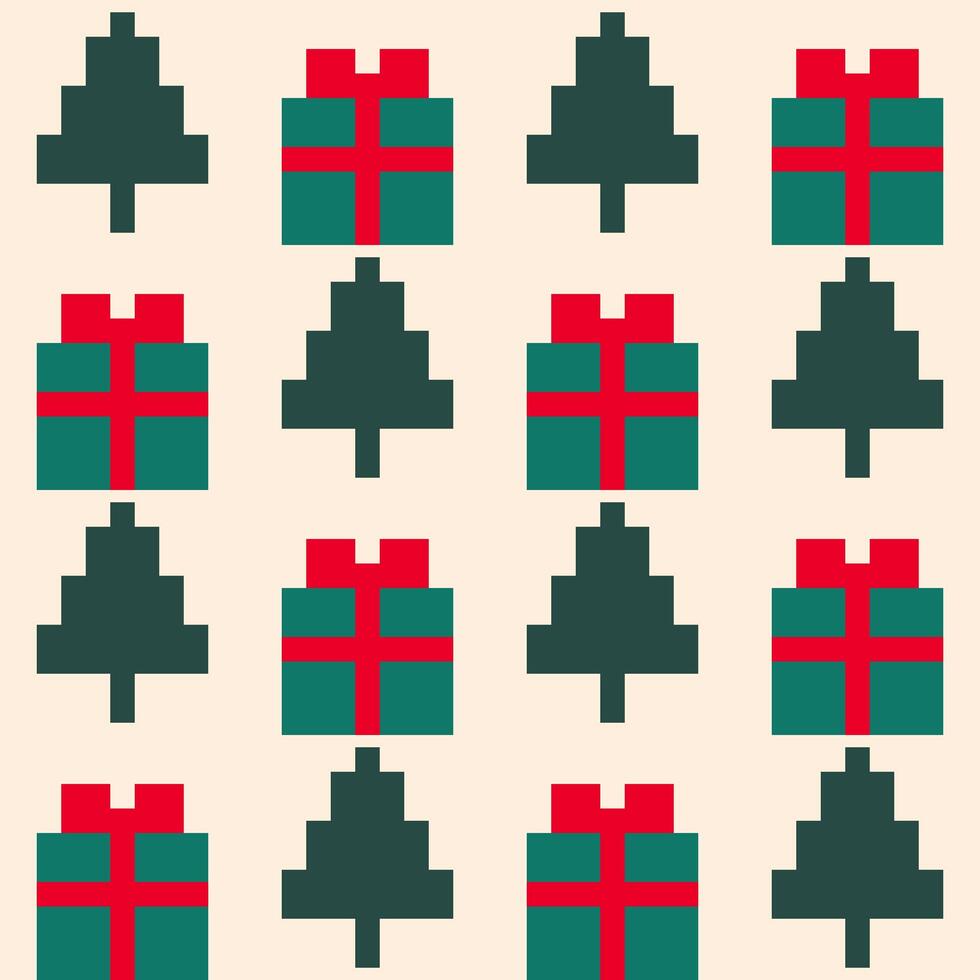 Christmas pixel art pattern. vector