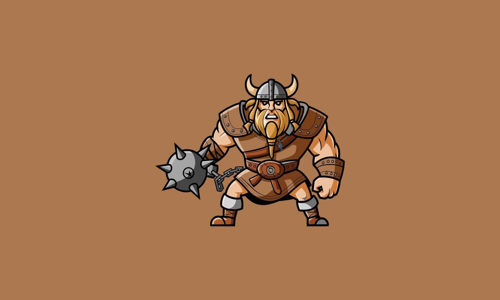 Viking warrior with mace in battle-ready pose vector