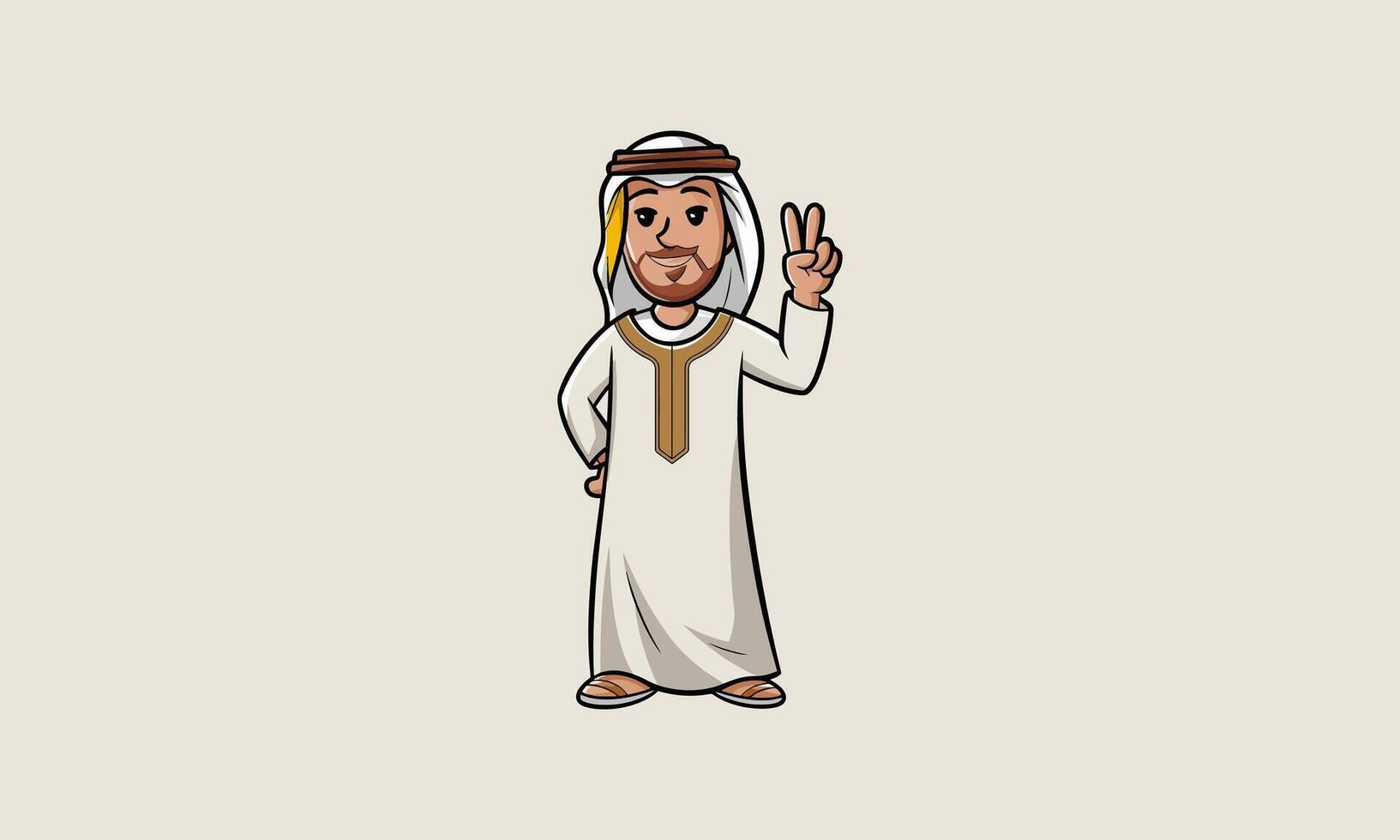 Smiling man in traditional attire making a peace sign vector
