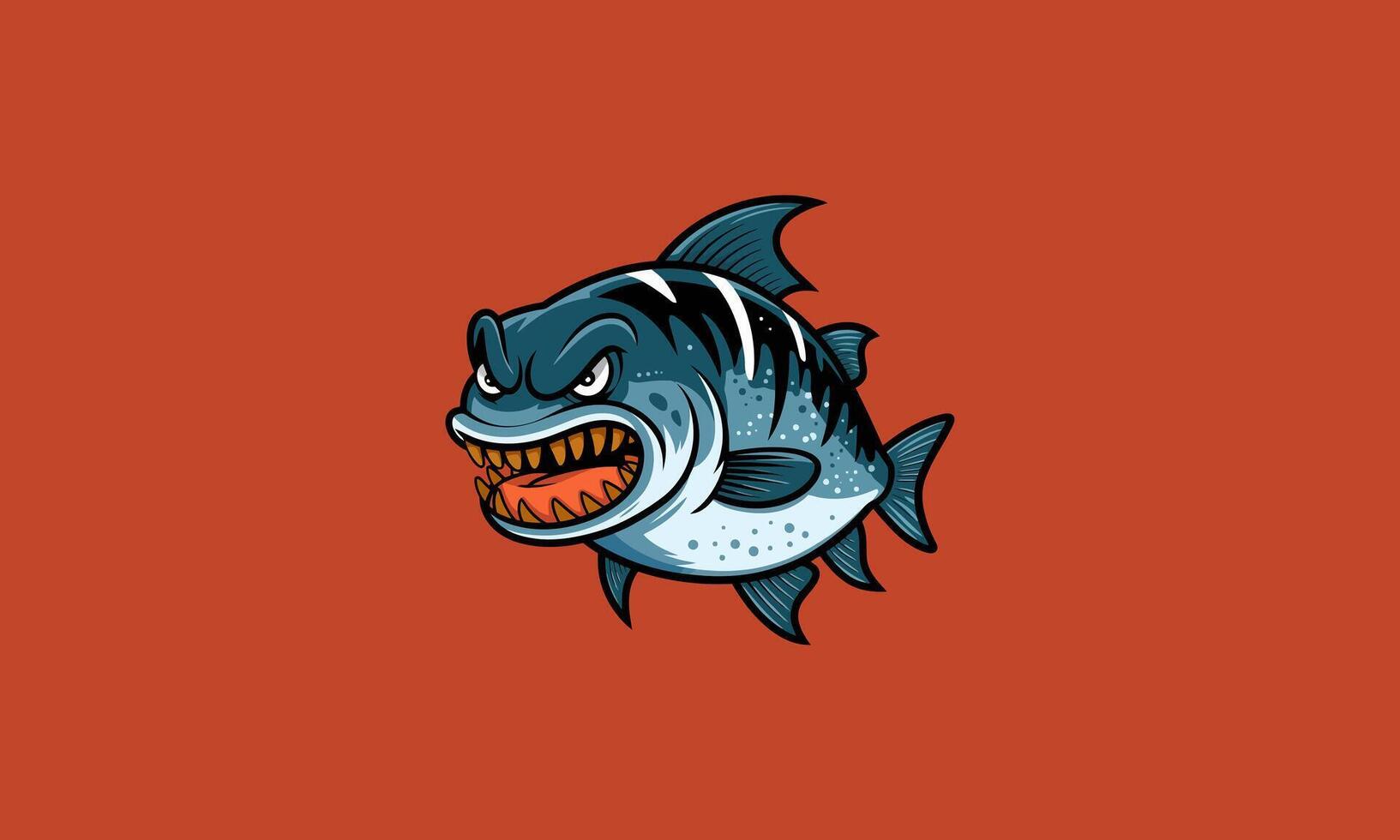 Angry piranha with sharp teeth and fierce expression vector