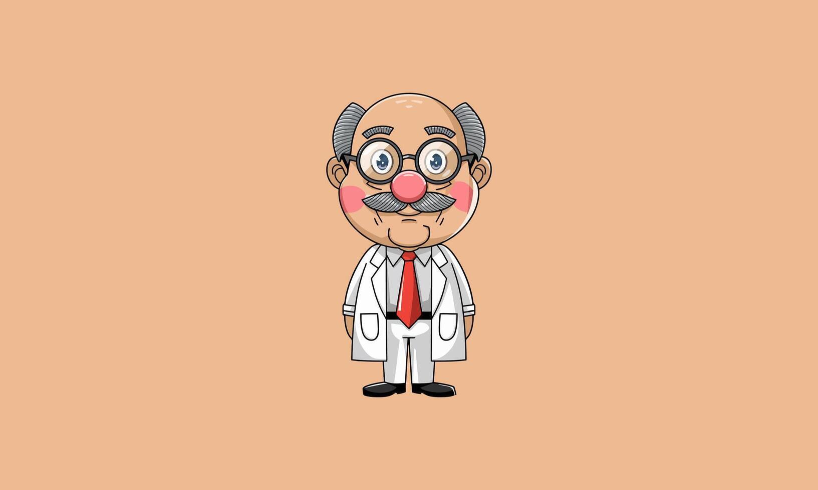 Cartoon scientist with glasses and lab coat vector