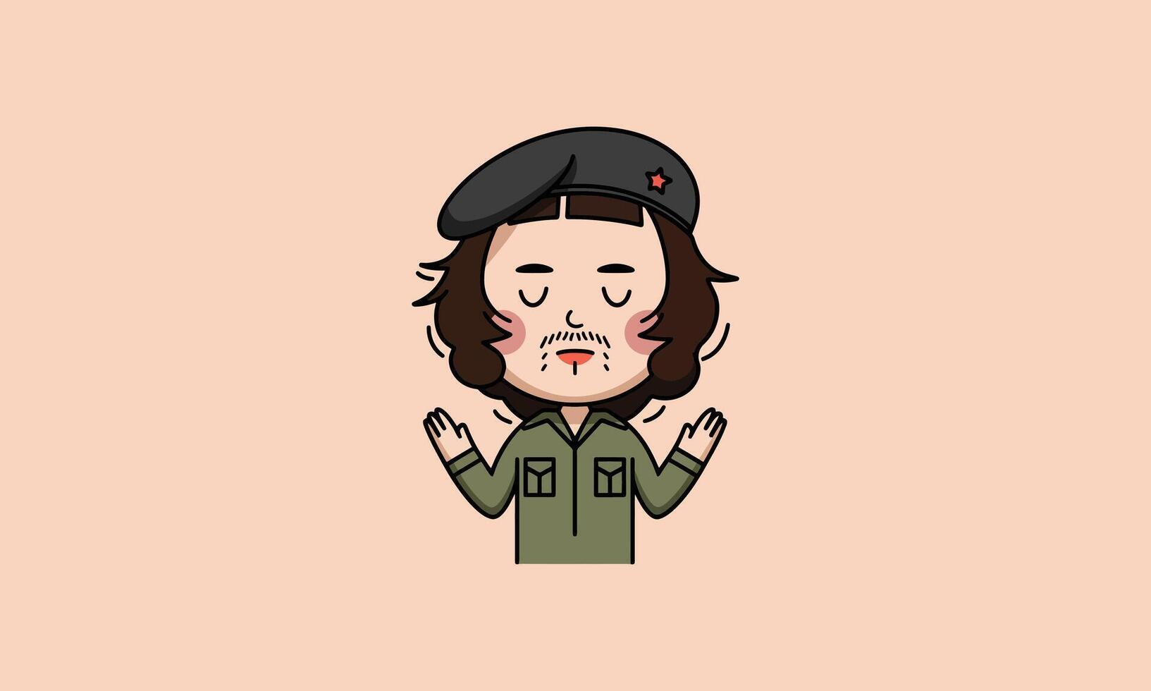 Minimalist cartoon of a meditative man with a beret vector